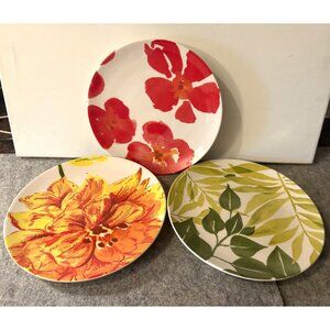3 Pottery Barn 8" Mixed Design Garden Graphic Salad Plates  # 3042